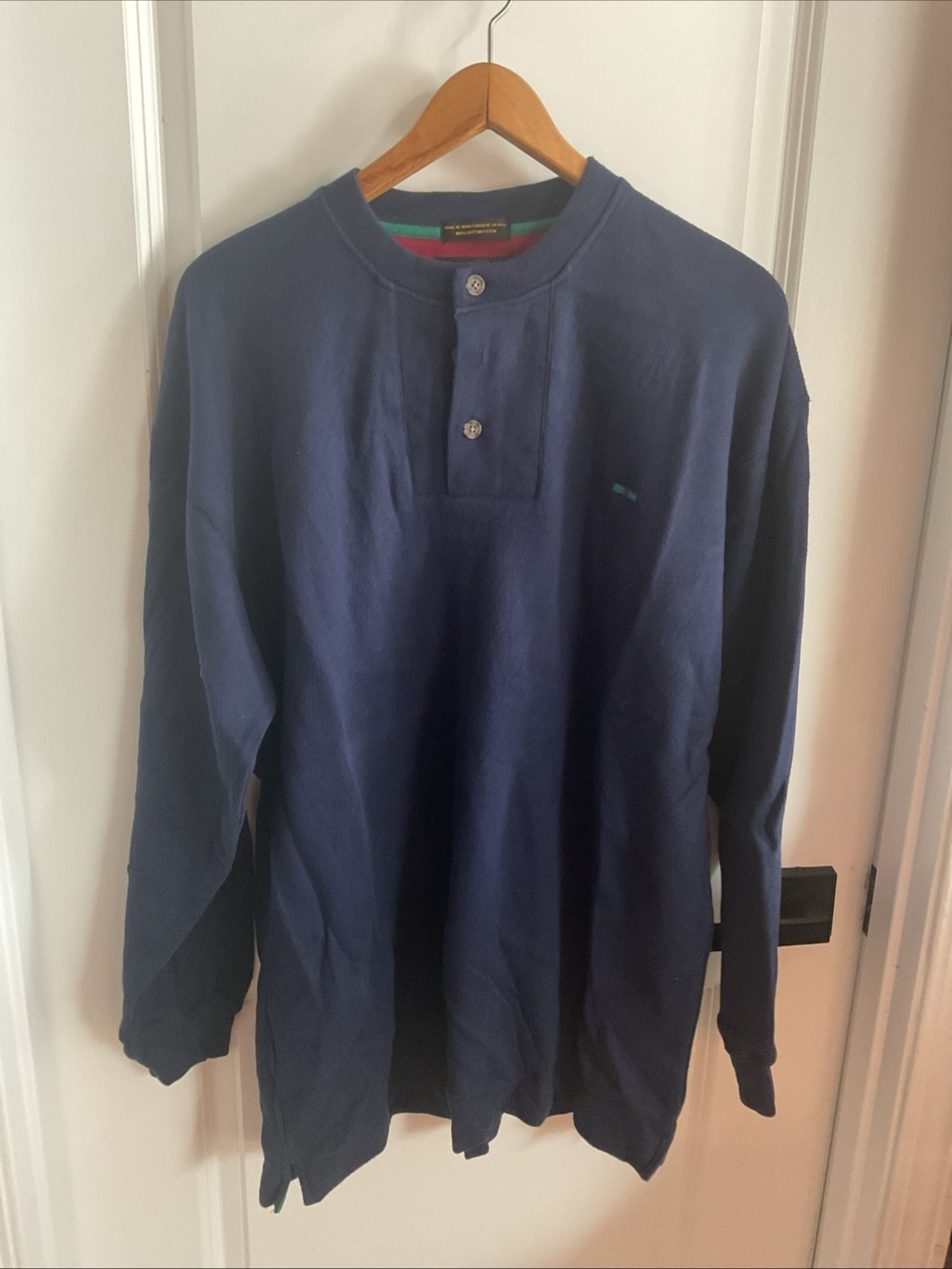 Alexander Julian - Navy Long-Sleeve Henley Pullover - Men’s Size Large